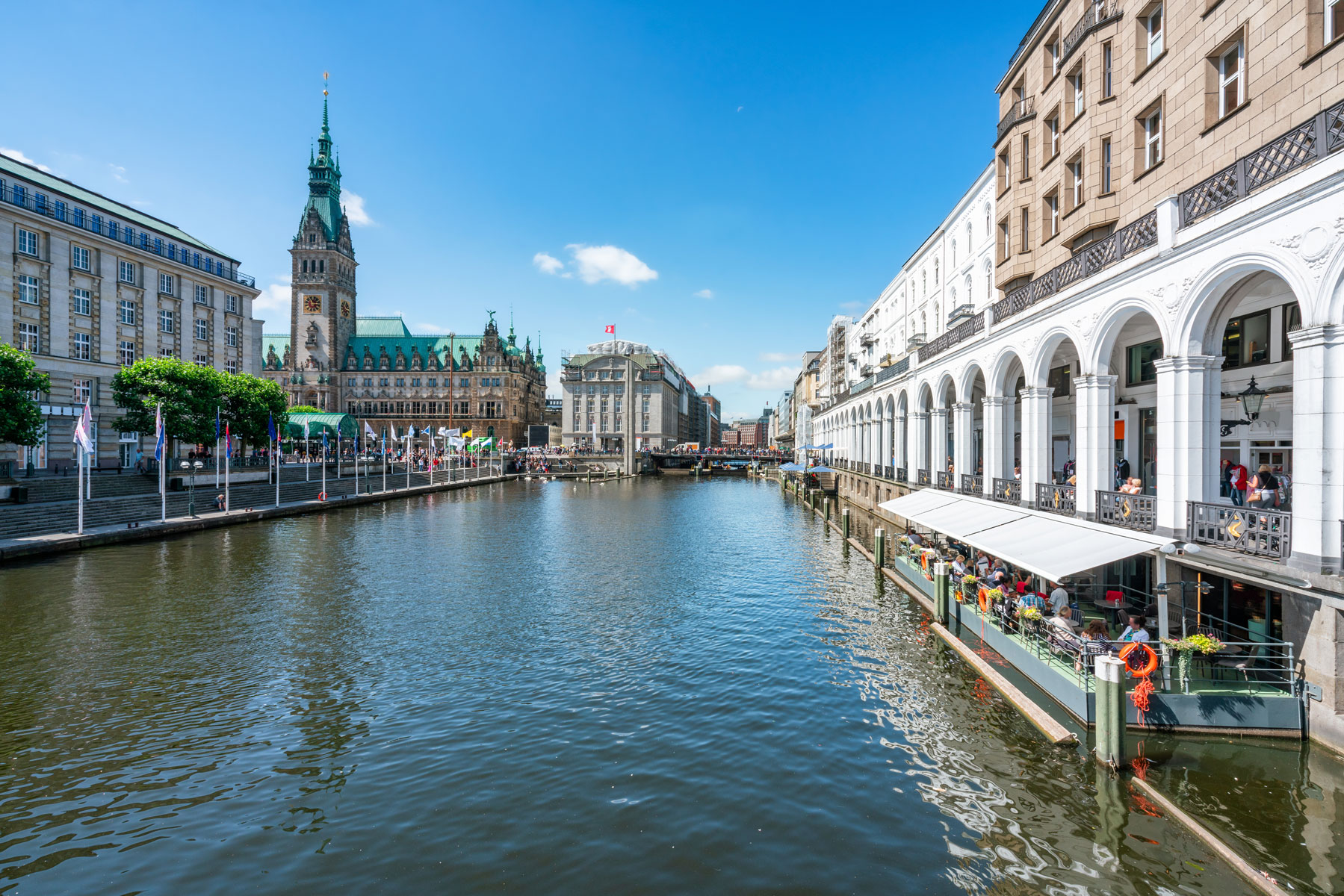 Die Eventlocation "Kleine Alster" Panorama: Alster, Hamburger Rathaus, Eventlocation Kleine Alster